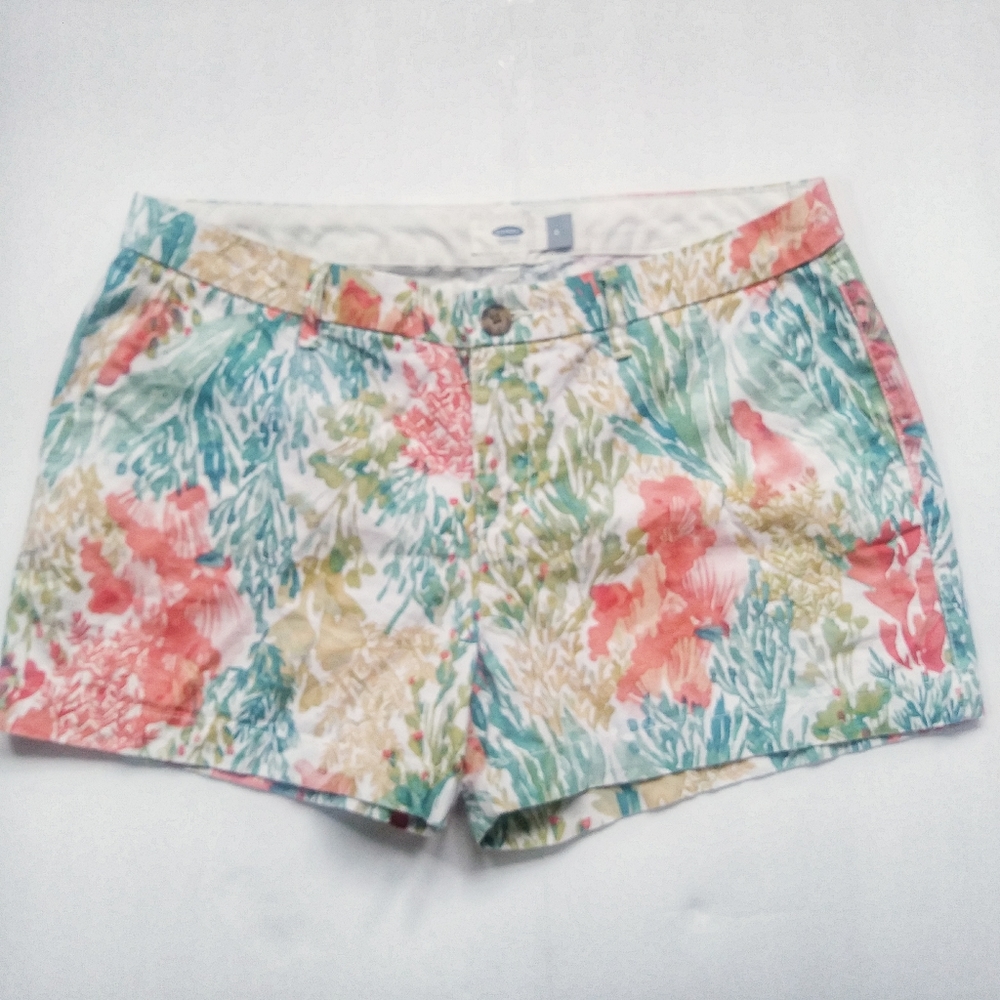 Old Navy Water Color Coral Reef Print Chino Shorts